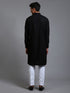 Vastramay Men's Black Cotton Blend Kurta and White Pant Set